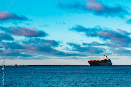 Black cargo ship