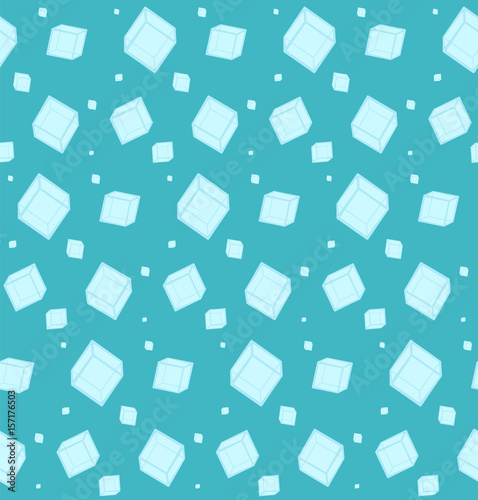 Abstract blue seamless pattern with white ice cubes  water and ice. Nice bright texture for wrapping paper  backgrounds  covers  banners  design
