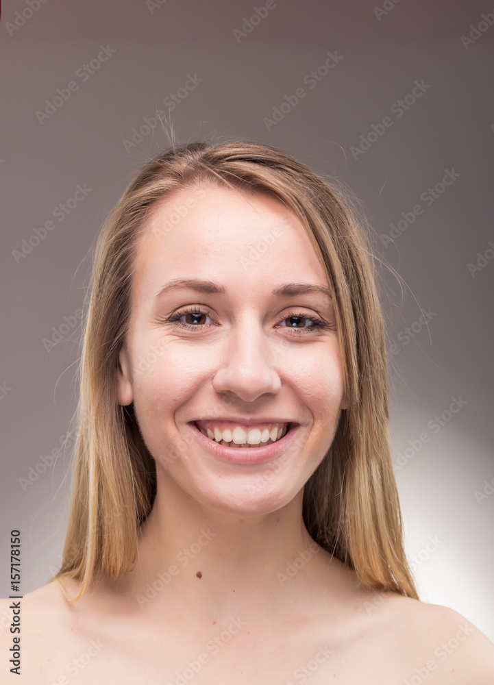 one young woman portrait, shirtless head face headshot one young woman portrait, shirtless head face headshot