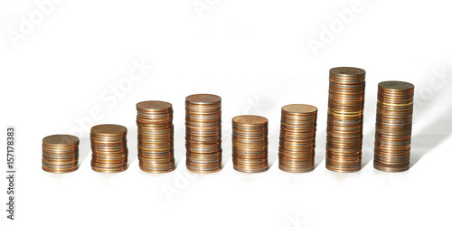 Piles of coins of different height, russian coins