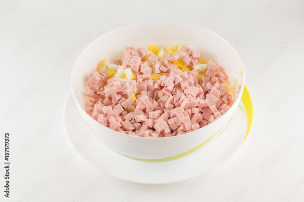Cut sausage with egg Cut sausage with egg