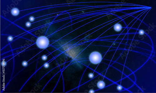 Abstract connected dots Network at Blue background.  Future Technology and Communications Concept Background Illustration Vector.