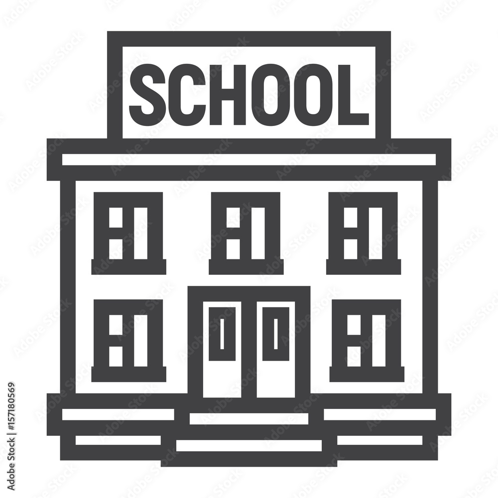 School building line icon, Education and architecture, vector graphics, a linear pattern on a white background, eps 10. School building line icon, Education and architecture, vector graphics, a linear pattern on a white background, eps 10.