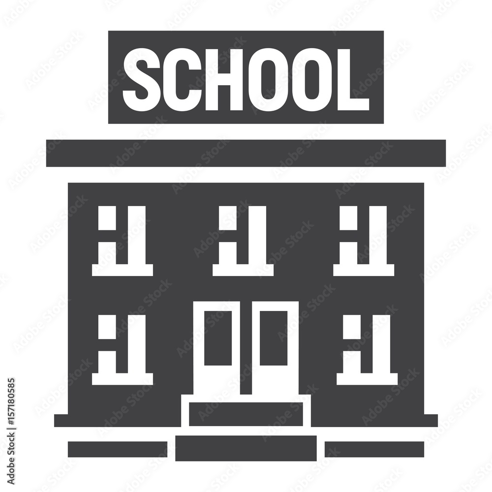 School building solid icon, Education and architecture, vector graphics, a filled pattern on a white background, eps 10. School building solid icon, Education and architecture, vector graphics, a filled pattern on a white background, eps 10.