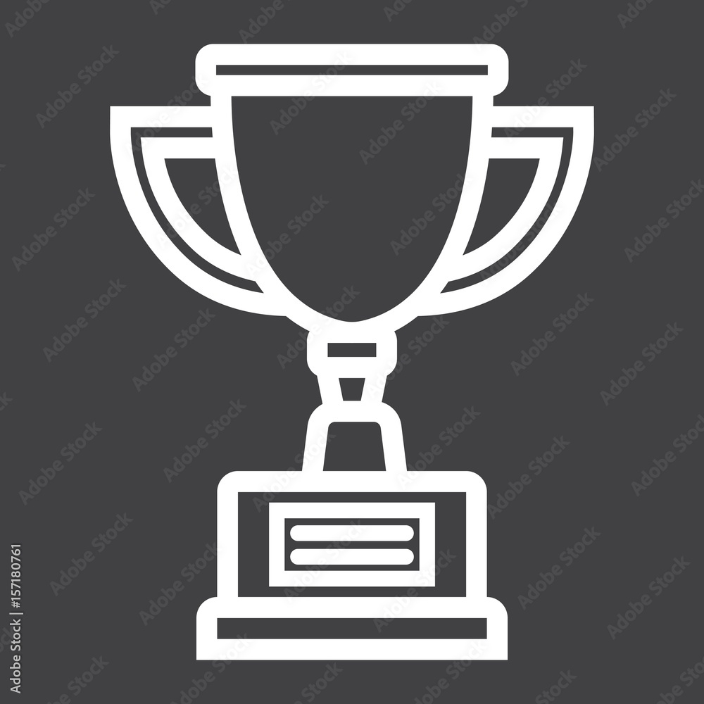 Trophy Cup line icon, winner and award, vector graphics, a linear pattern on a black background, eps 10.