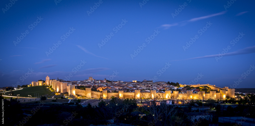 Panoramic view of the historic city of Avila, Castilla y Leon, Spain