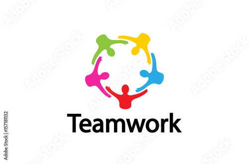 Colorful Abstract People Logo Design Illustration