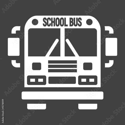 School bus solid icon, transport and vehicle, vector graphics, a filled pattern on a black background, eps 10.