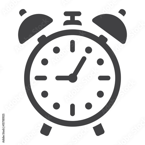 Alarm clock solid icon, time and deadline, vector graphics, a filled pattern on a white background, eps 10.