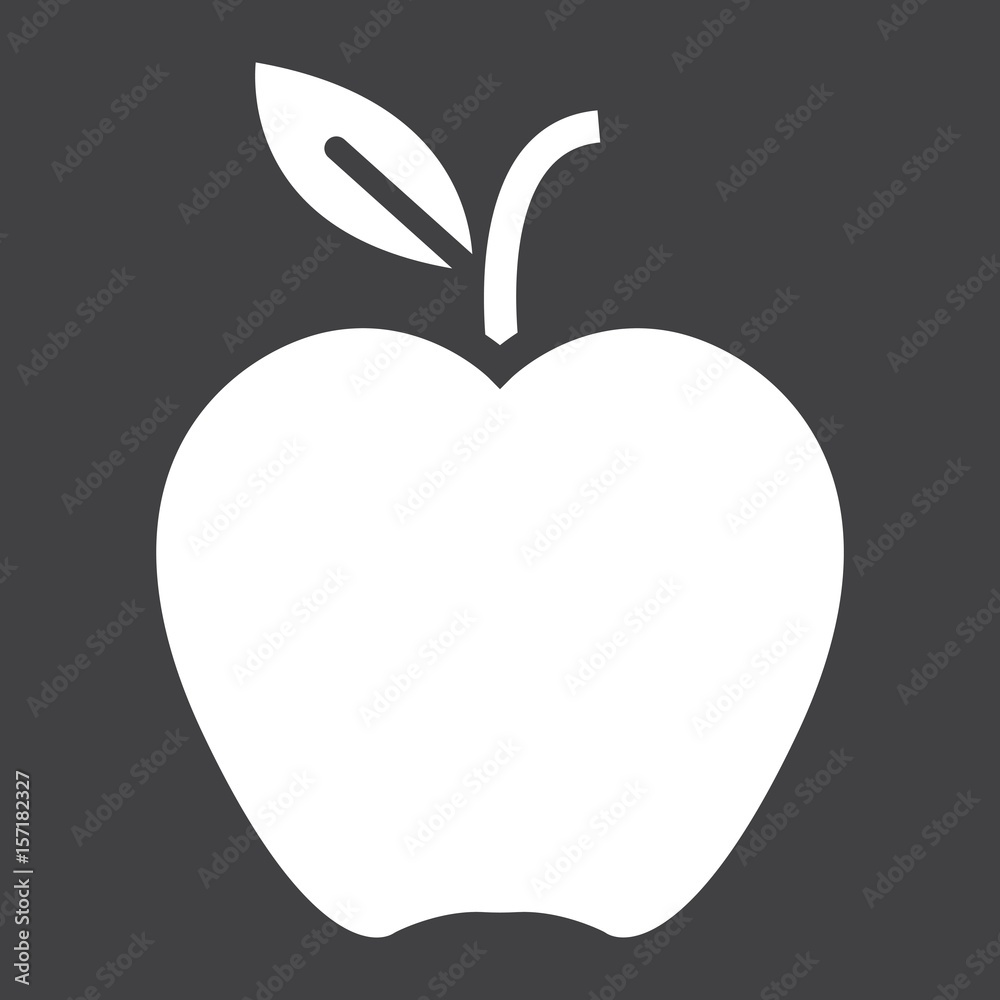 Apple solid icon, food and fruit, vector graphics, a filled pattern on a black background, eps 10. Apple solid icon, food and fruit, vector graphics, a filled pattern on a black background, eps 10.