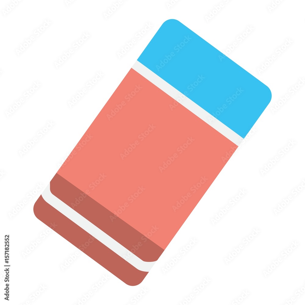 Eraser flat icon, education and school, rubber vector graphics, a colorful solid pattern on a white background, eps 10. Eraser flat icon, education and school, rubber vector graphics, a colorful solid pattern on a white background, eps 10.