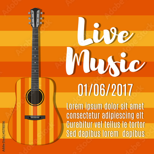 Musical instrument. Banner for a live music concert. Vector illustration