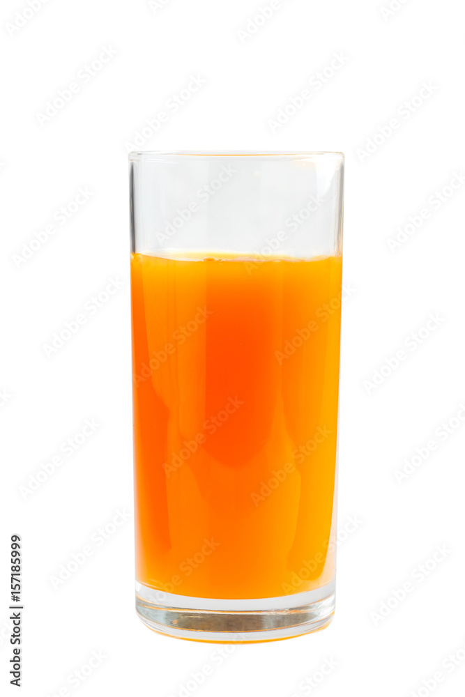 Fresh carrot juice glass. Isolated on white background Fresh carrot juice glass. Isolated on white background