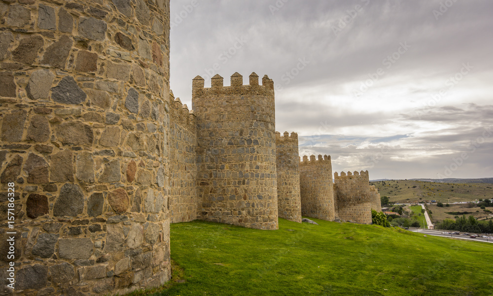 Walls of the historic city of Avila, Castilla y Leon, Spain