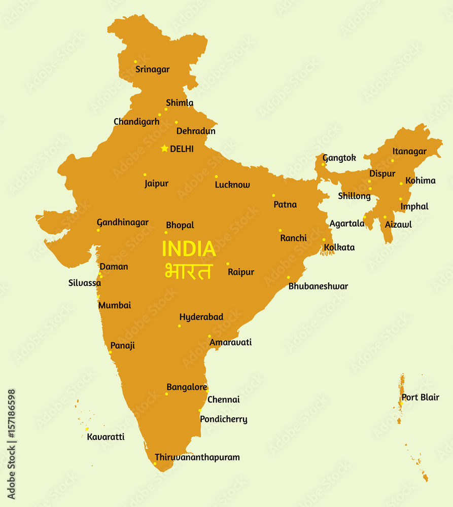 Obraz premium Republic of India vector map