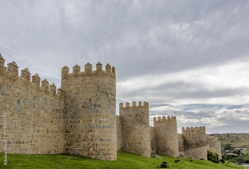 Walls of the historic city of Avila, Castilla y Leon, Spain