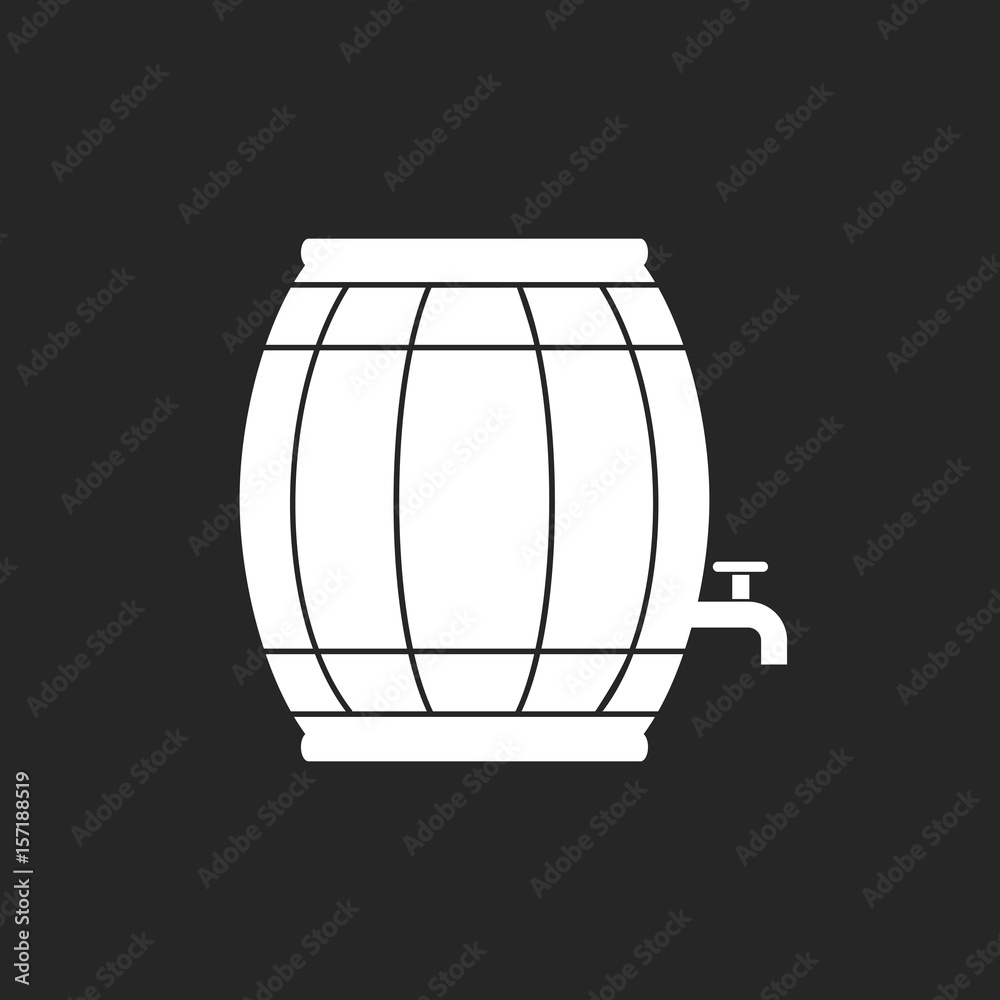 Wine barrel icon on black background. Wine barrel icon on black background.
