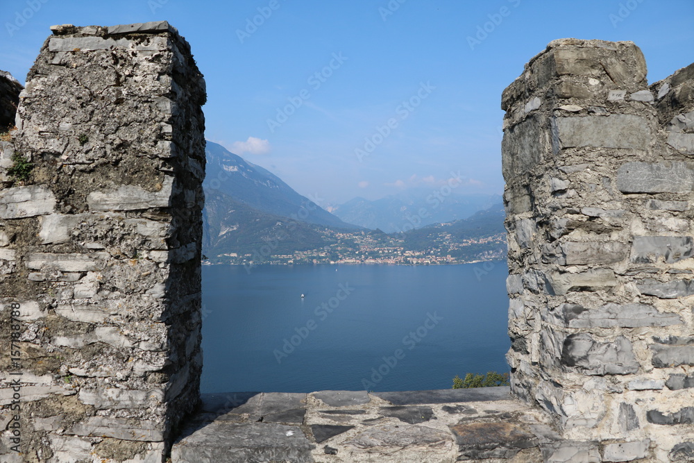 Castello di Vezio nearby Varenna at Lake Como in summer, Lombardy Italy 