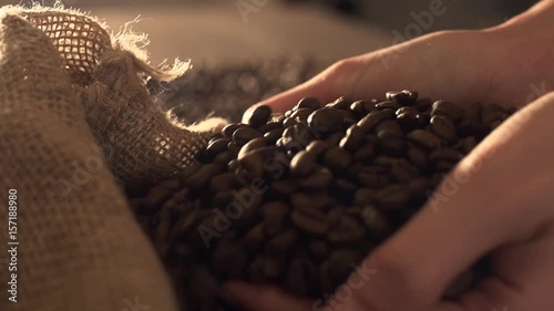 Coffee beans in slow motion