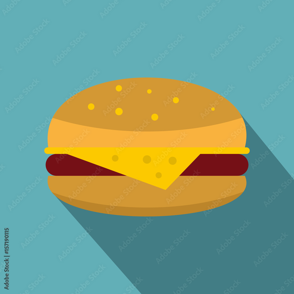 Cheeseburger icon, flat style