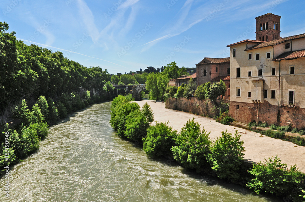 Fototapeta premium Roma, il Tevere all'Isola Tiberina