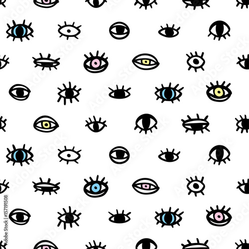 Hand drawn seamless pattern with eyes © stockaholic