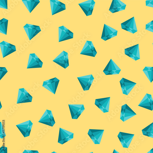 Cute vector seamless texture with diamonds on yellow background