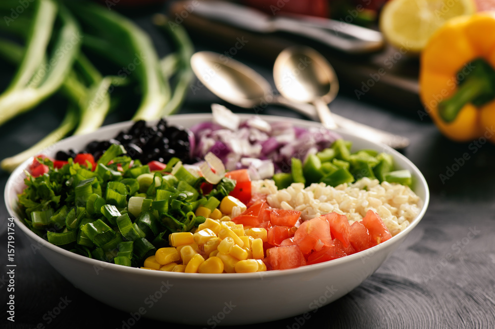 Mexican vegetable salad with black bean- cowboy caviar. Mexican vegetable salad with black bean- cowboy caviar.