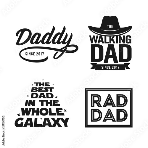 Fathers day gift for dad t-shirt design set. Vector vintage illustration.