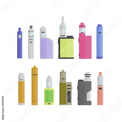 Colored flat vaping device. Part of big set.