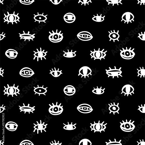 Hand drawn seamless pattern with eyes