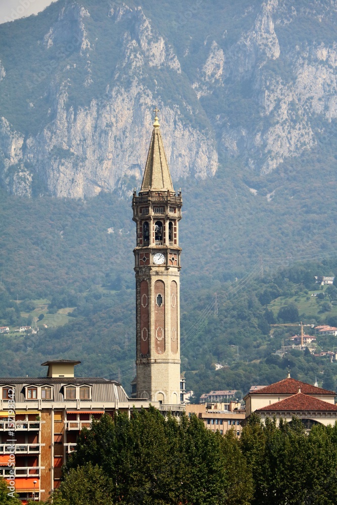 Lecco and Basilica San Nicolo on Lake Como, Lombardy Italy