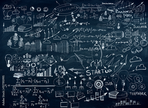 Chalkboard with business sketch