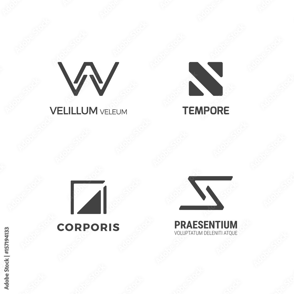 Simple minimal logo set. Flat abstract logo for your company. Vector design template. Simple minimal logo set. Flat abstract logo for your company. Vector design template.