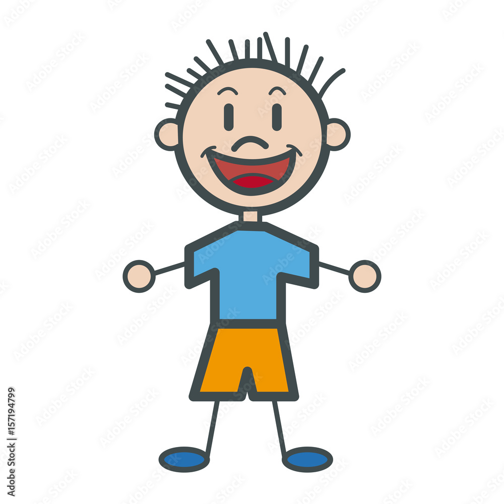 character happy boy kid outline vector illustration character happy boy kid outline vector illustration