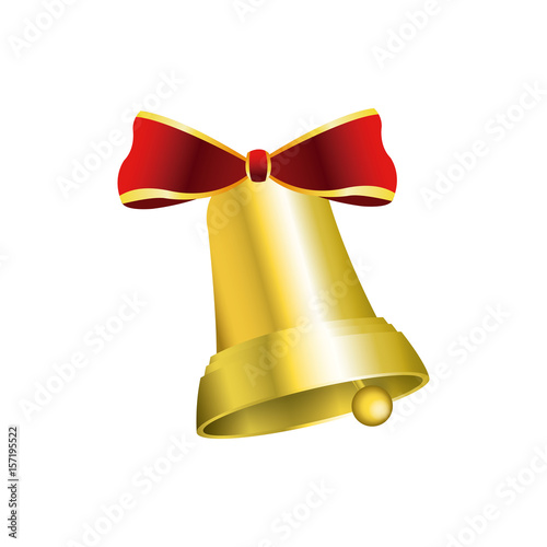 christmas bells decorated with red bow vector illustration