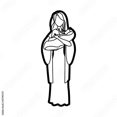 virgin mary and her holy baby religious catholicism vector illustration