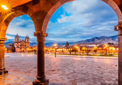 Plaza de Armas early in morning,Cusco, Peru photo