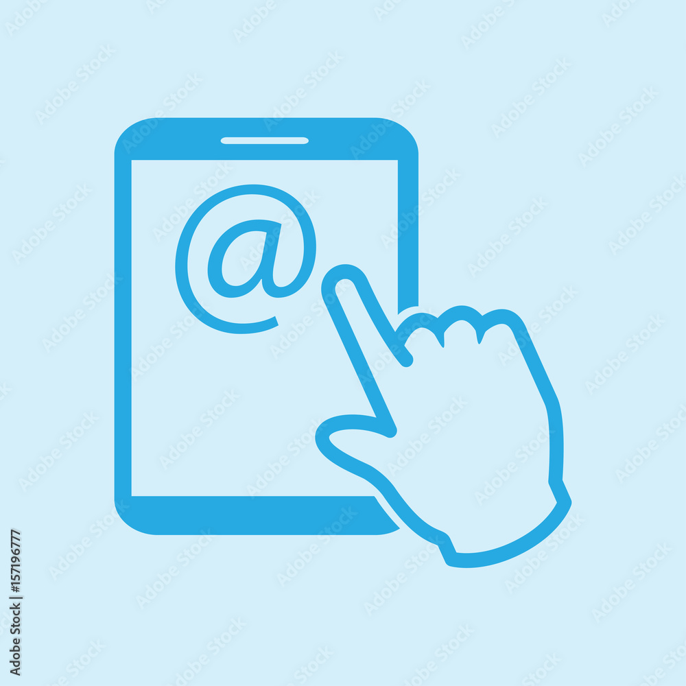 Touch screen tablet PC sign icon. Hand pointer symbol. Mail on Screen Tablet PC. Touch screen tablet PC sign icon. Hand pointer symbol. Mail on Screen Tablet PC.