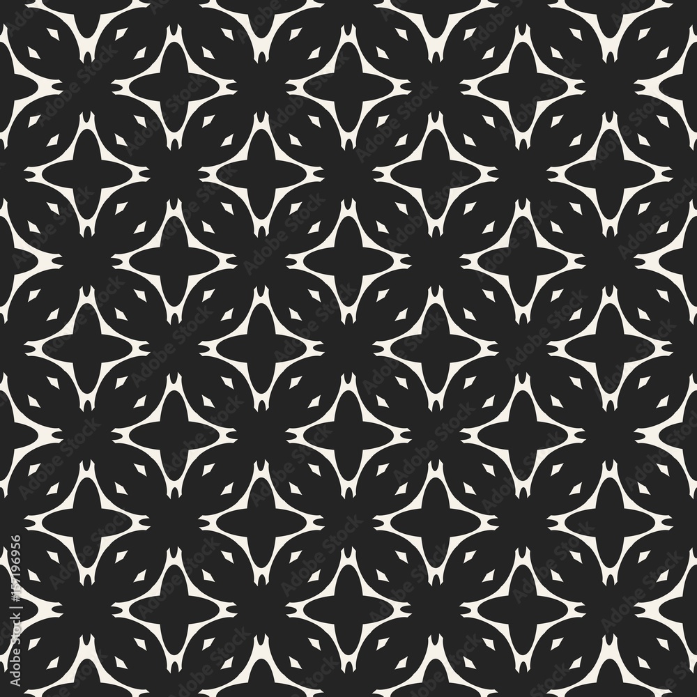 Abstract concept vector monochrome geometric pattern. Black and white minimal background. Creative illustration template. Seamless stylish texture. For wallpaper, surface, web design, textile, decor.