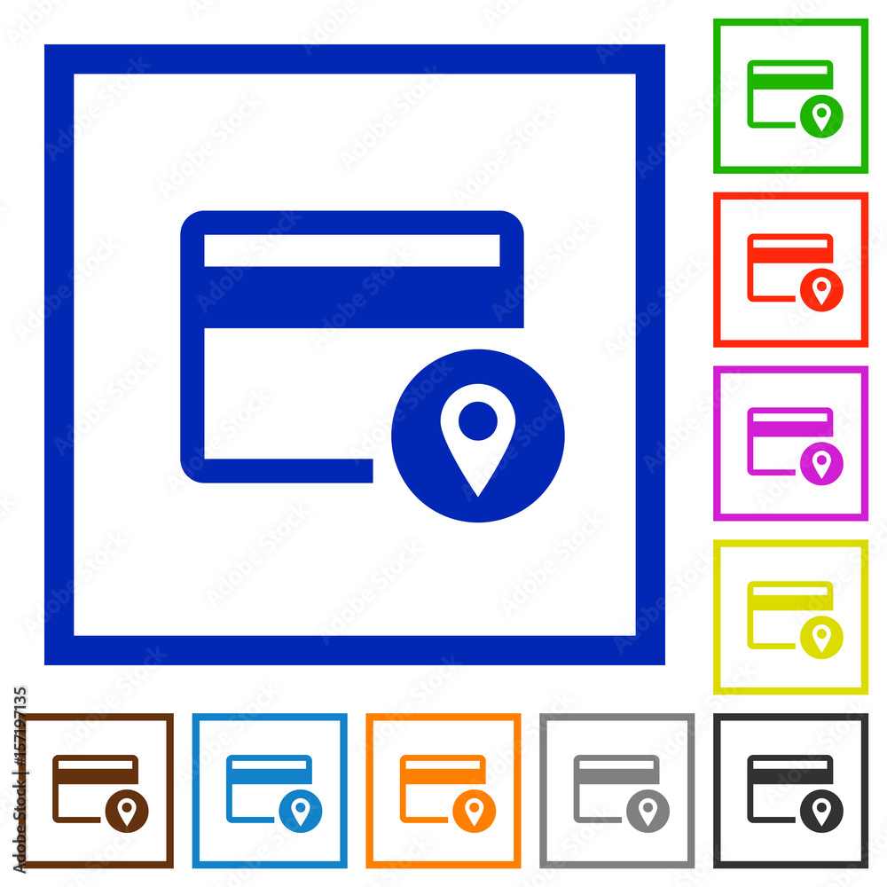 Credit card usage tracking flat framed icons Credit card usage tracking flat framed icons
