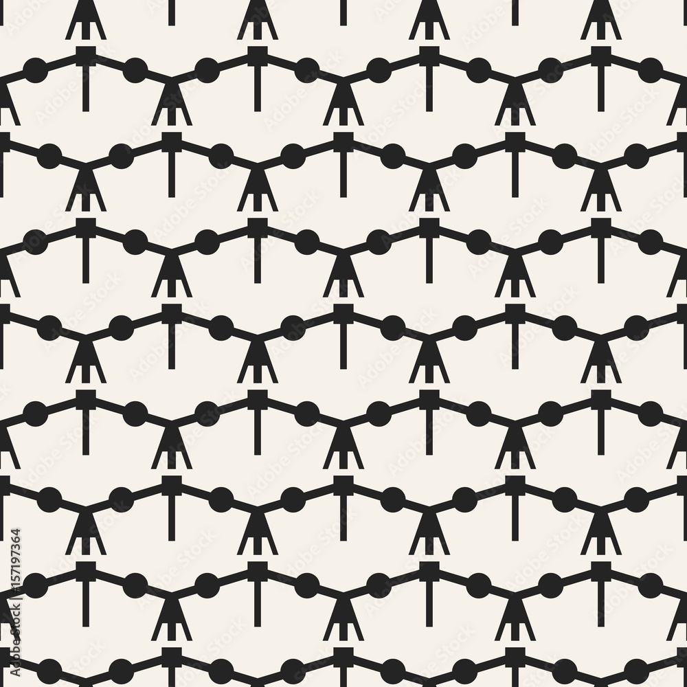 Abstract concept vector monochrome geometric pattern. Black and white minimal background. Creative illustration template. Seamless stylish texture. For wallpaper, surface, web design, textile, decor.