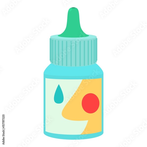 Bottle of nasal drops icon, flat style