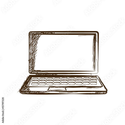 laptop hand drawn sketch doodle gadget engraved vector illustration