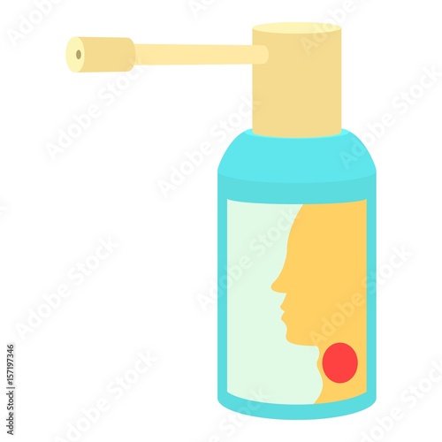 Throat spray medication icon, cartoon style
