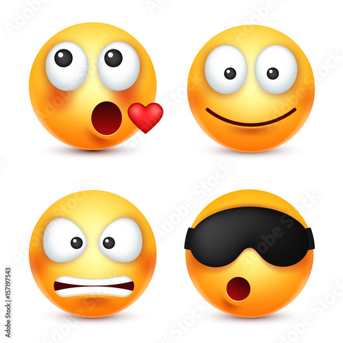 Smiley with heart,sleep emoticon. Yellow face with emotions. Facial expression. 3d realistic emoji. Funny cartoon character.Mood. Web icon. Vector illustration.