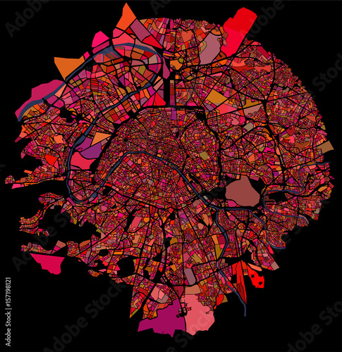 vector map of the city of Paris, France
