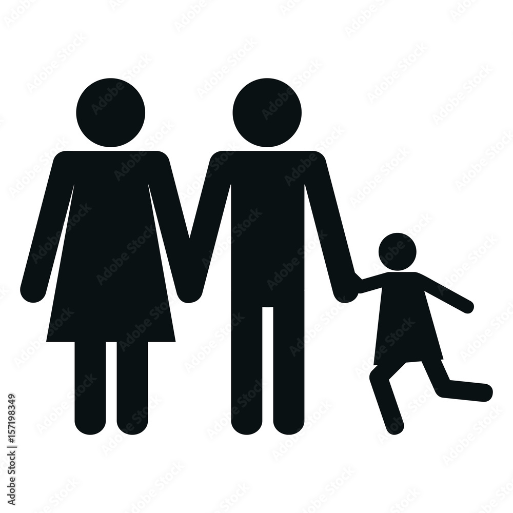pictogram family with a kid icon over white background. vector illustration