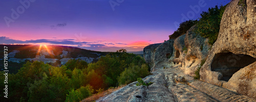 Sunset in Eski-kermen 'cave-town', Crimea