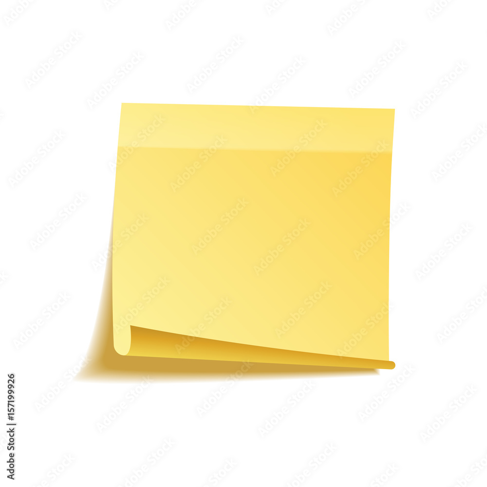 Sticky note with shadow isolated on transparent background. Yellow paper. Message on notepaper.Reminder. Vector illustration. Sticky note with shadow isolated on transparent background. Yellow paper. Message on notepaper.Reminder. Vector illustration.